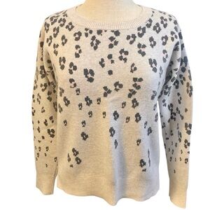 Gap Leopard Brooklyn Animal Sweatshirt Sweater Oatmeal Pink Merino Wool 113350 S